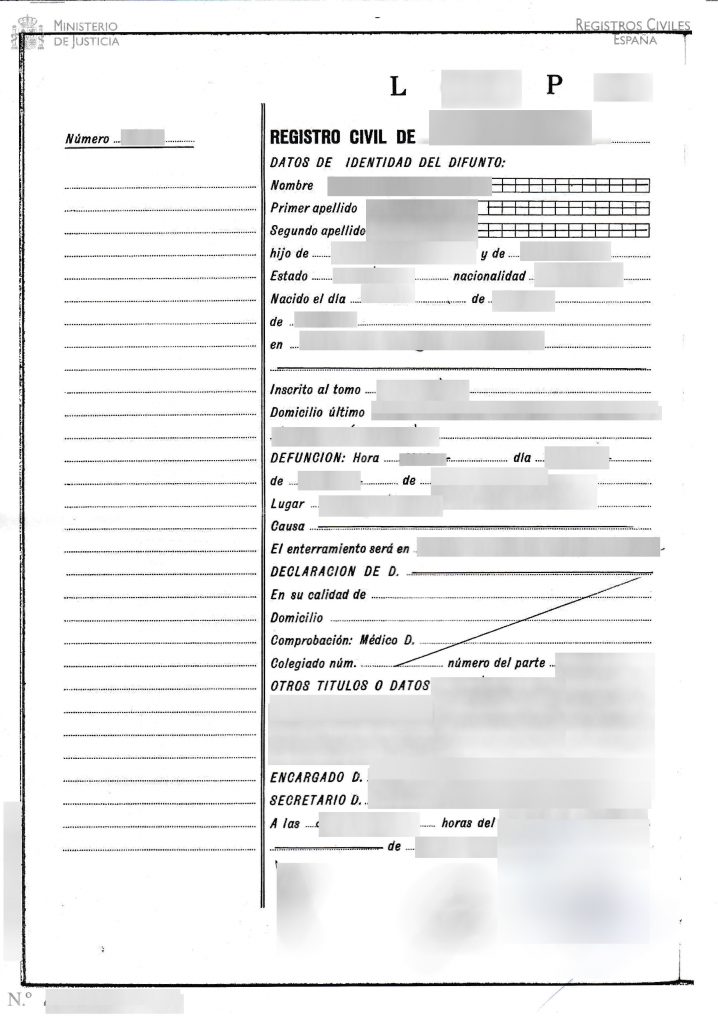 certificado de defuncion españa